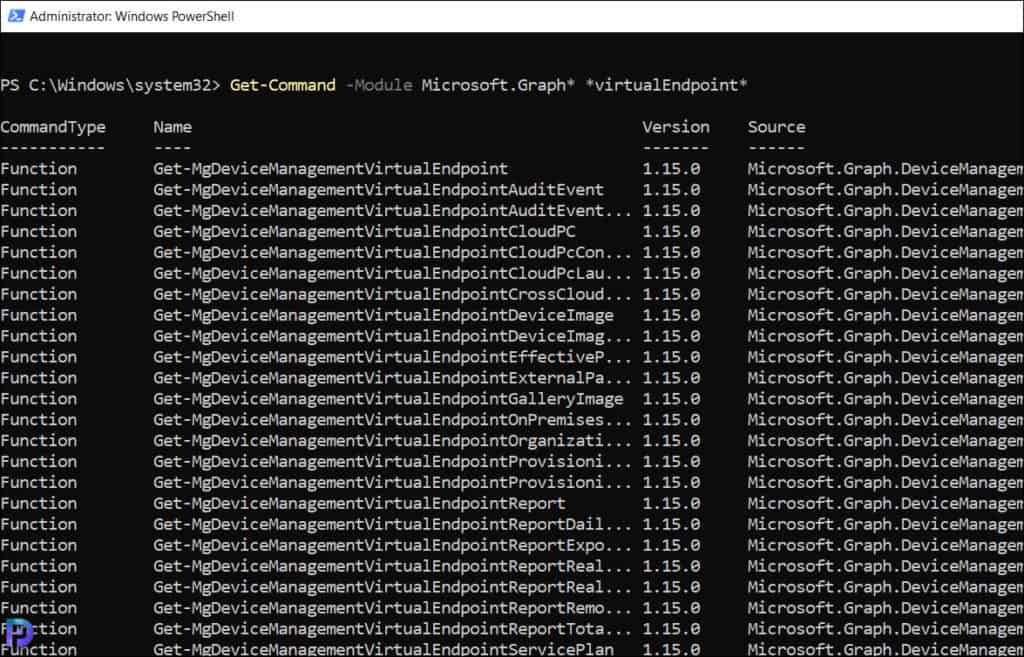 Get all Cloud PC Graph endpoints