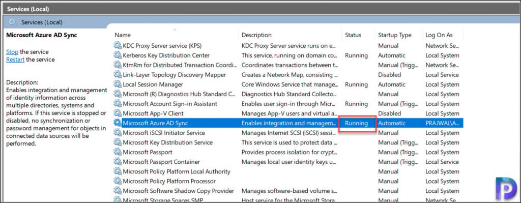 Start Azure Active Directory Sync Service