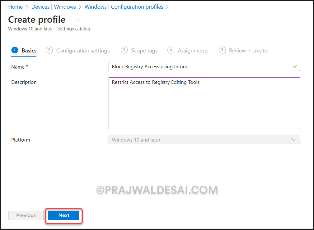 Create Intune Policy to Block Registry Access