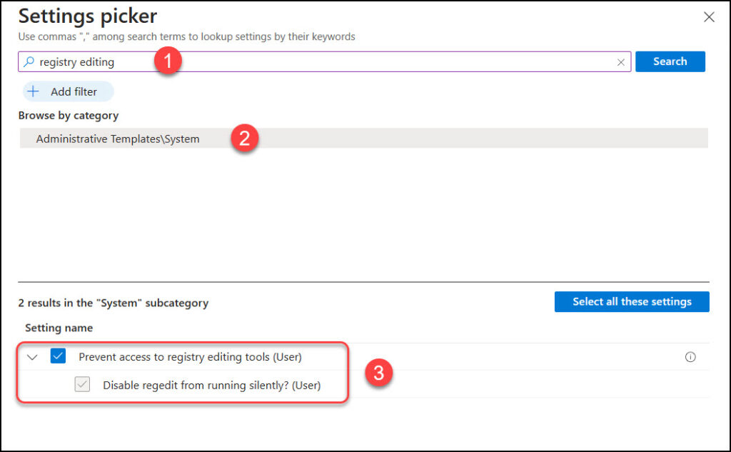 Block Windows Registry Access using Intune