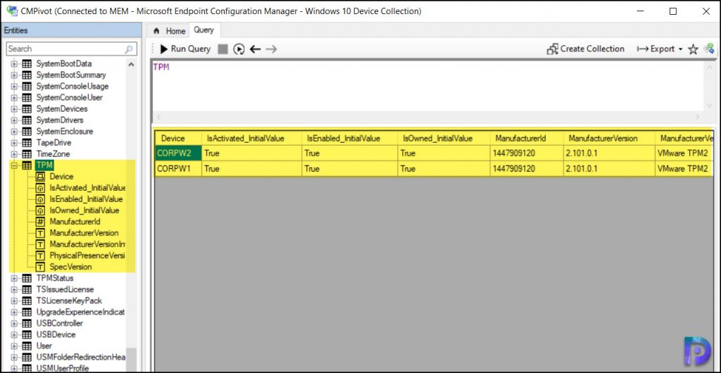 Find TPM Details using CMPivot Query