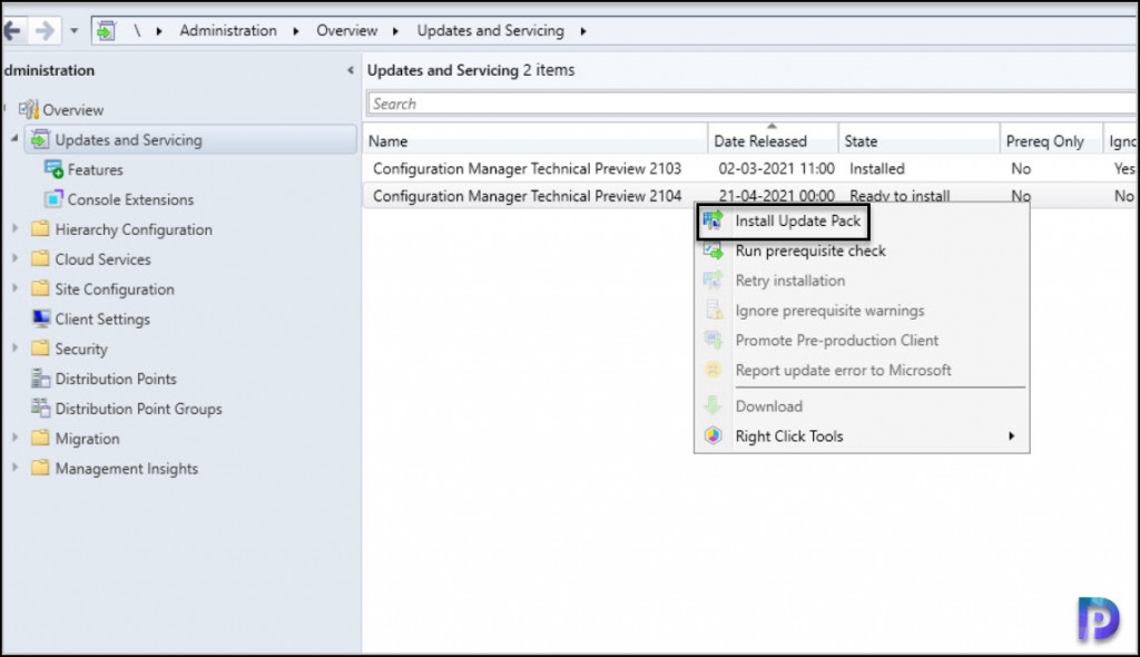 Install Configuration Manager Technical Preview 2104