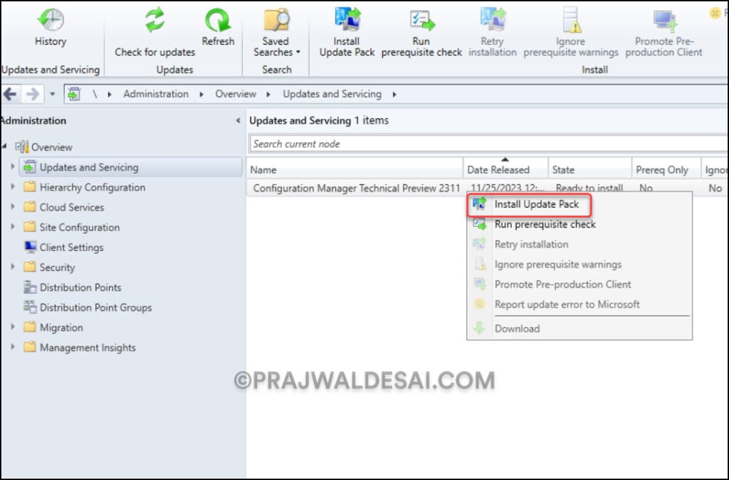 Install Configuration Manager Technical Preview 2311