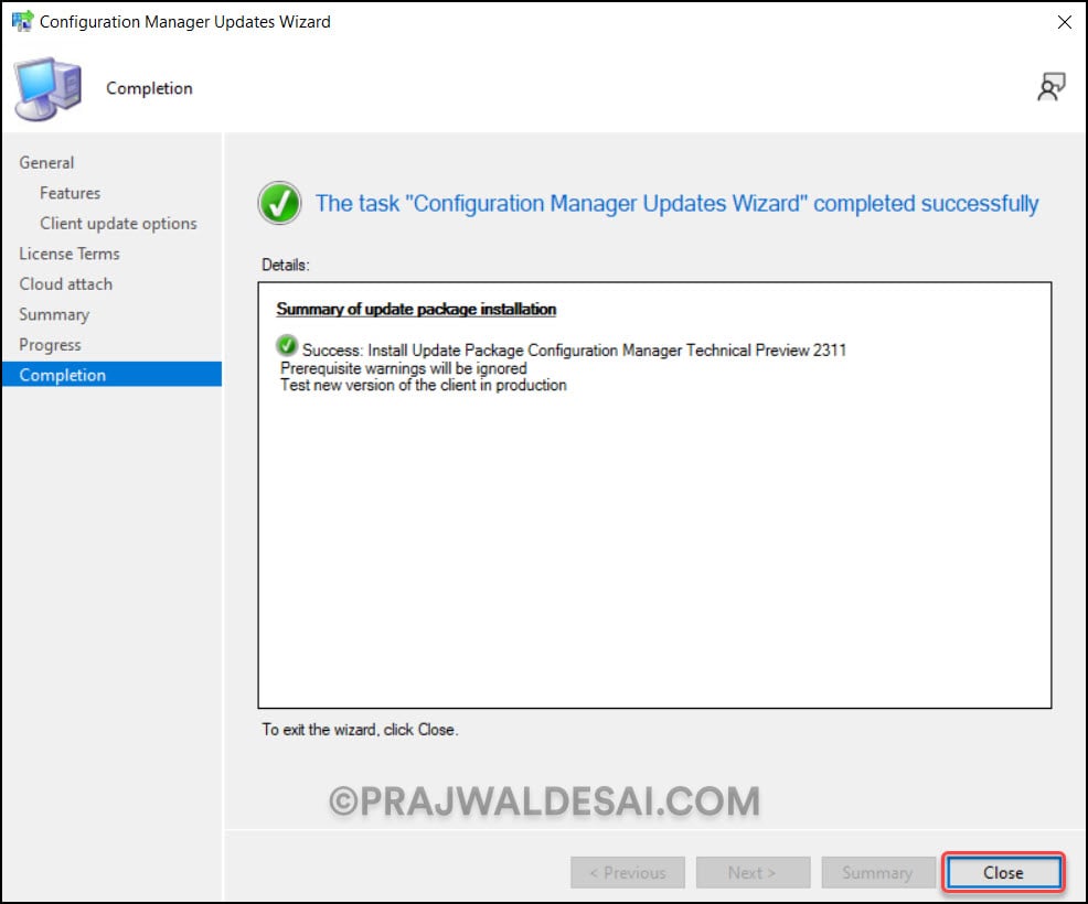 SCCM Technical Preview 2311 Update Installation