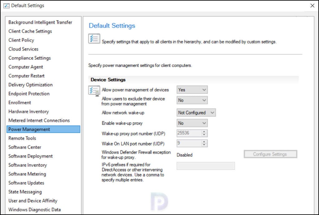 Power Management Settings | Configure Client Settings in SCCM