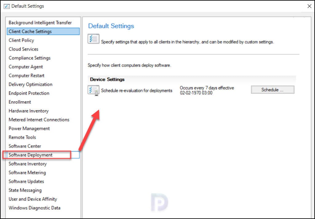 Software Deployment Client Settings