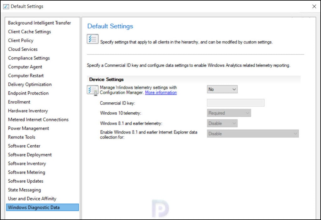 Windows Diagnostic Data Client Settings