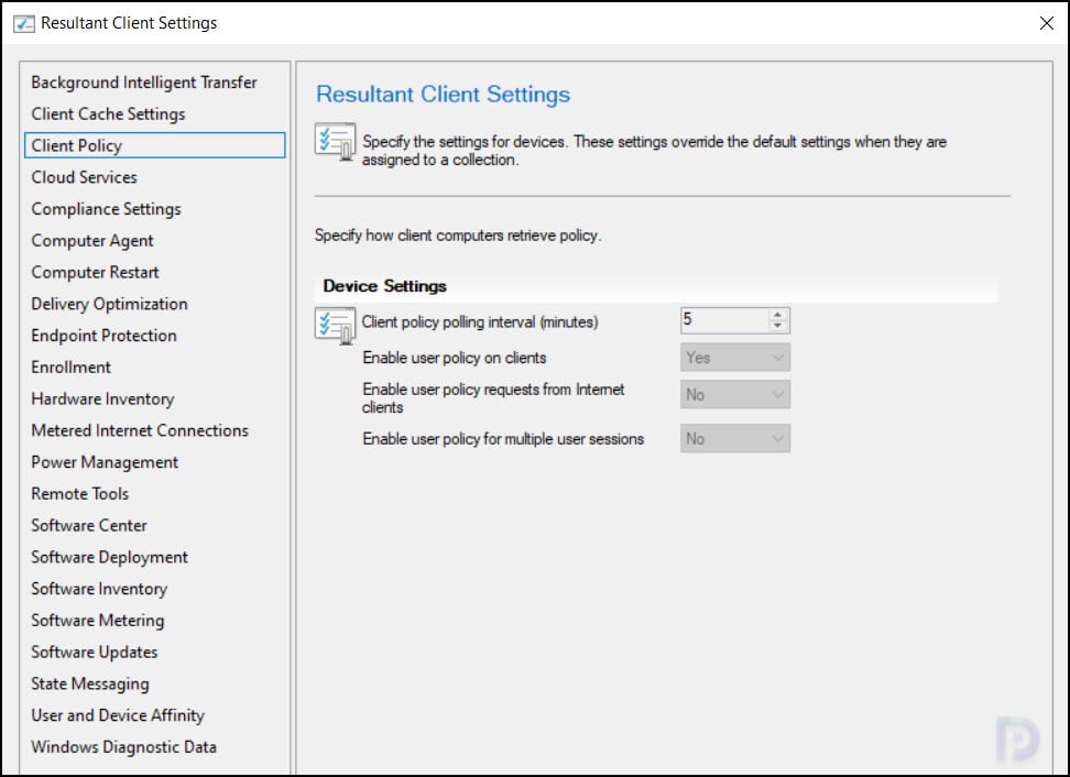 View Client Settings in SCCM