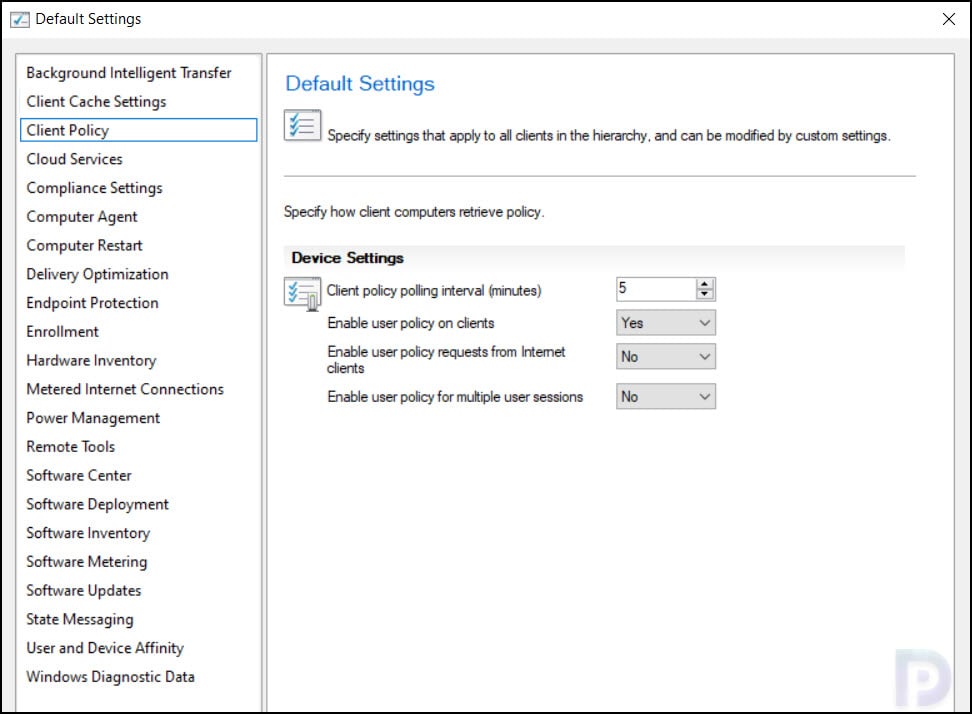 Configure Client Policy Settings