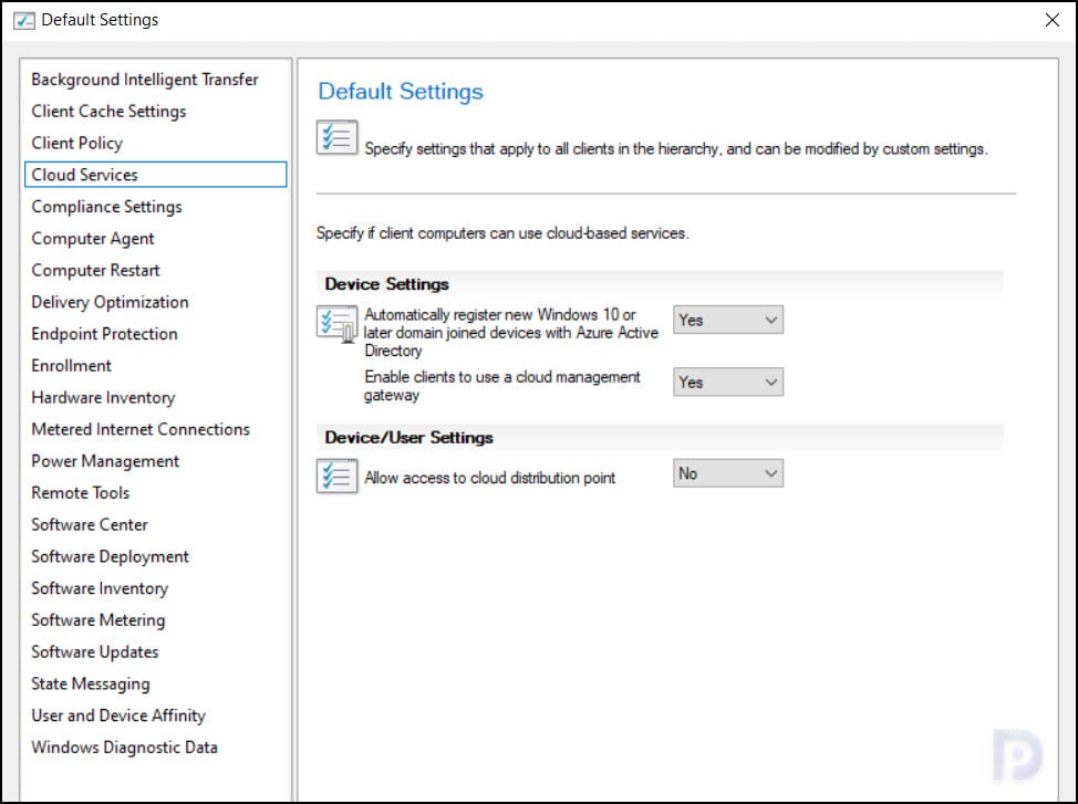 Cloud Services | Configure Default Client Settings