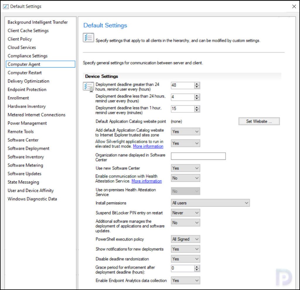 Computer Agent | Configure Default Client Settings