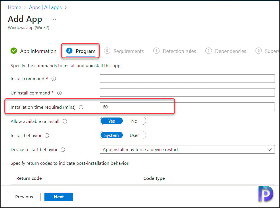 Configure Intune Win32 App Installation Time