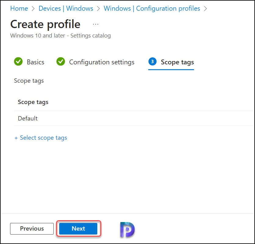 Specify Intune Scope Tags