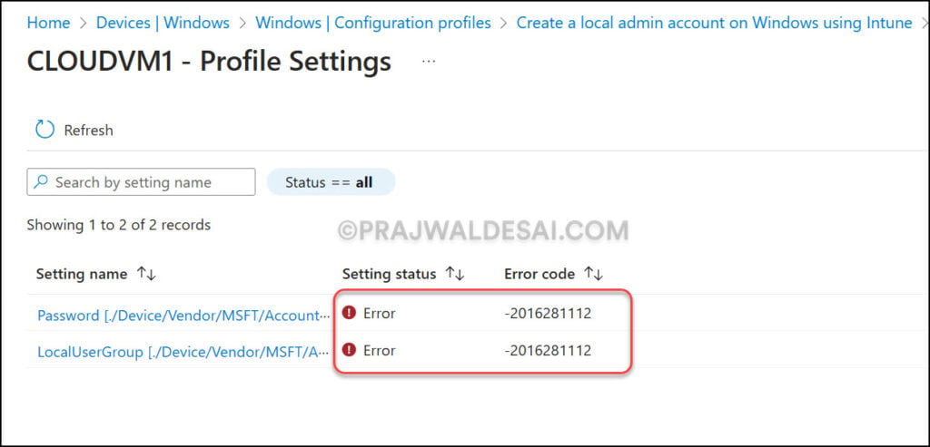 Monitor the Windows Local Admin account policy in Intune