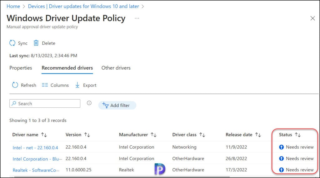 Review available Windows Driver Updates in Intune