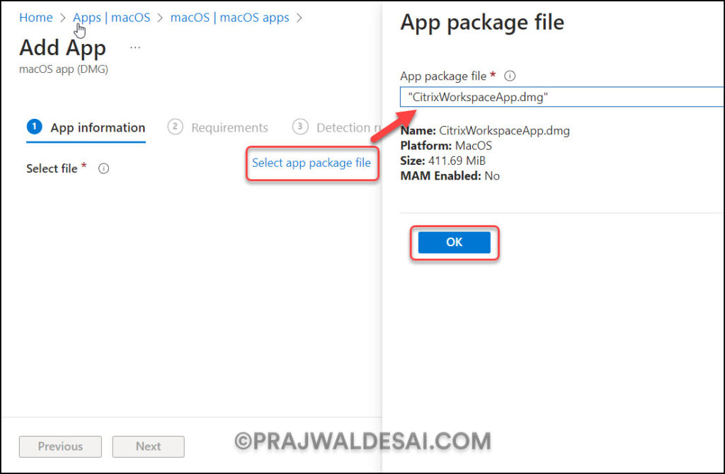 Add Citrix Workspace MacOS DMG App in Intune