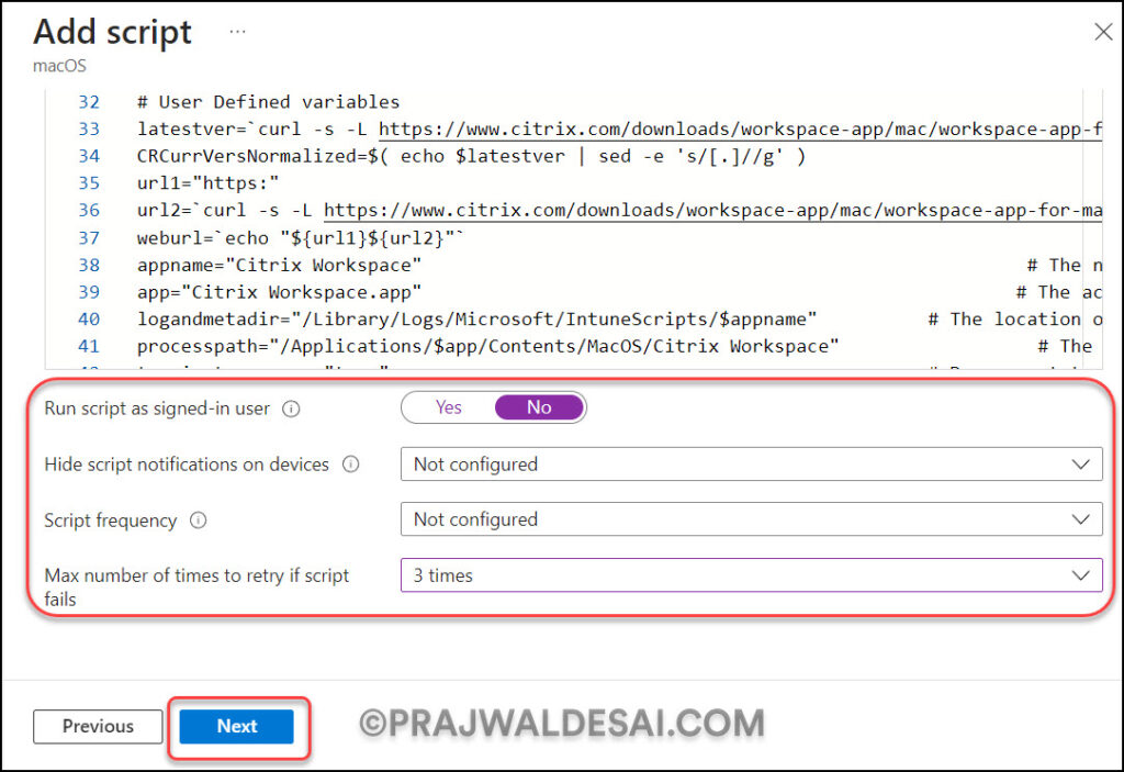 Configure Citrix Workspace App Script Settings