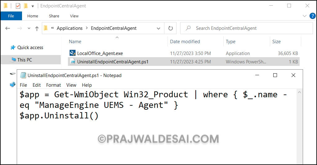 PowerShell Script to Uninstall ManageEngine Endpoint Central Agent