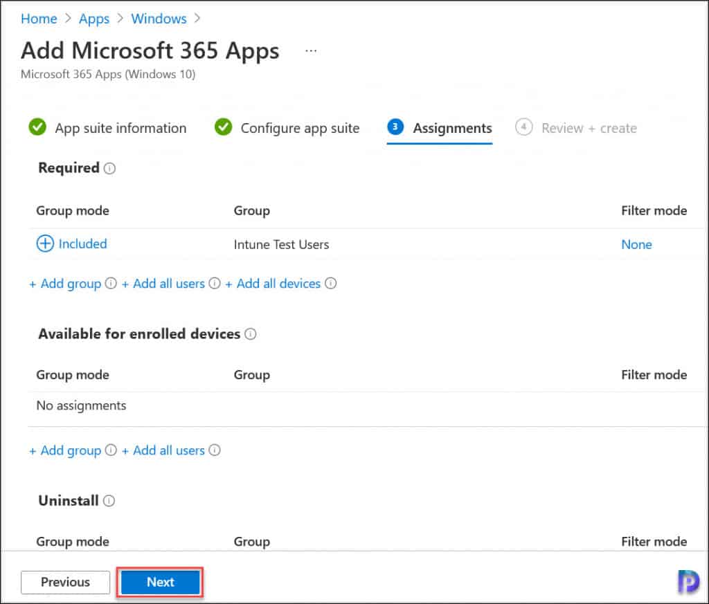 Microsoft 365 Apps Assignments