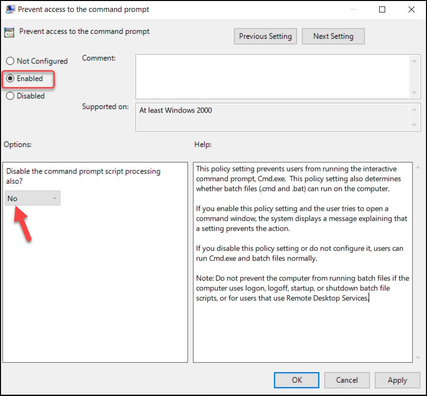Disable Command Prompt using Group Policy