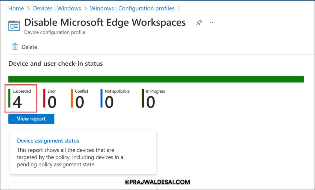 Monitor Disable Edge Workspaces Intune Policy