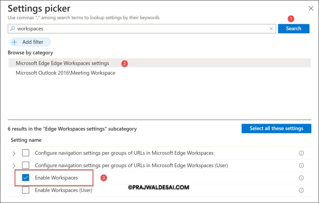 Disable Microsoft Edge Workspaces using Intune