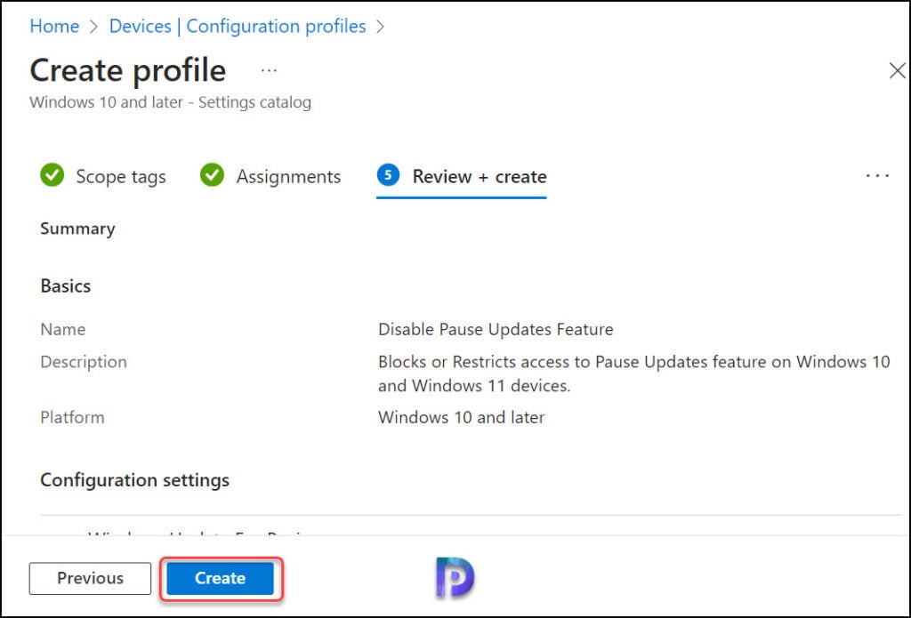 Intune Policy to Block Pause Updates Feature