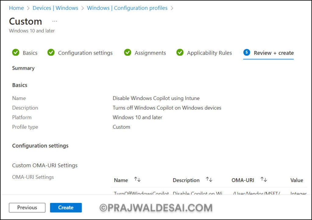 Disable Copilot on Windows 11 using Intune