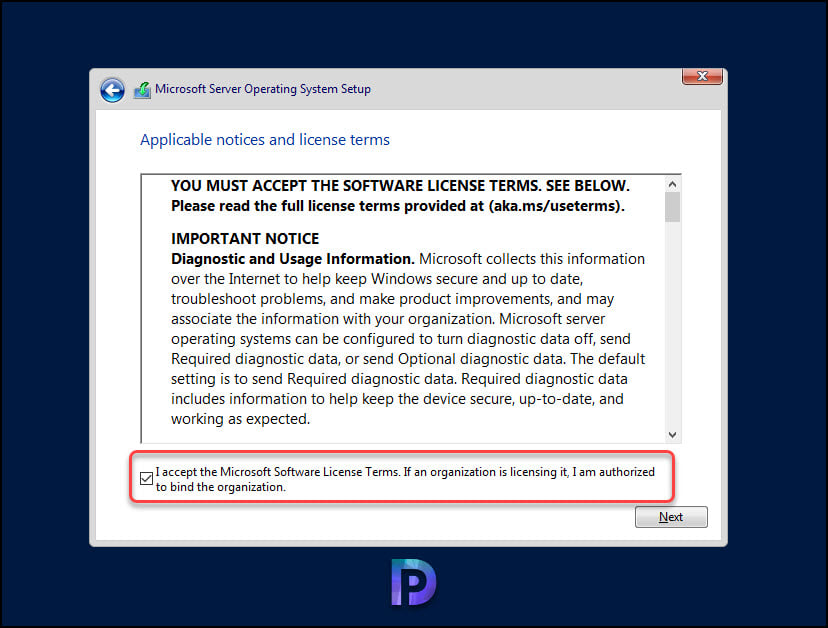 Accept License Terms for Windows Server Core 2022