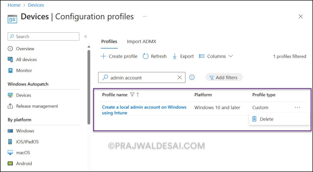 Unable to Duplicate Custom Configuration Profile