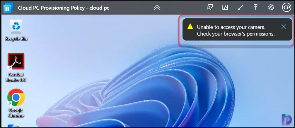 Allow Camera Permissions in Browser for Cloud PC