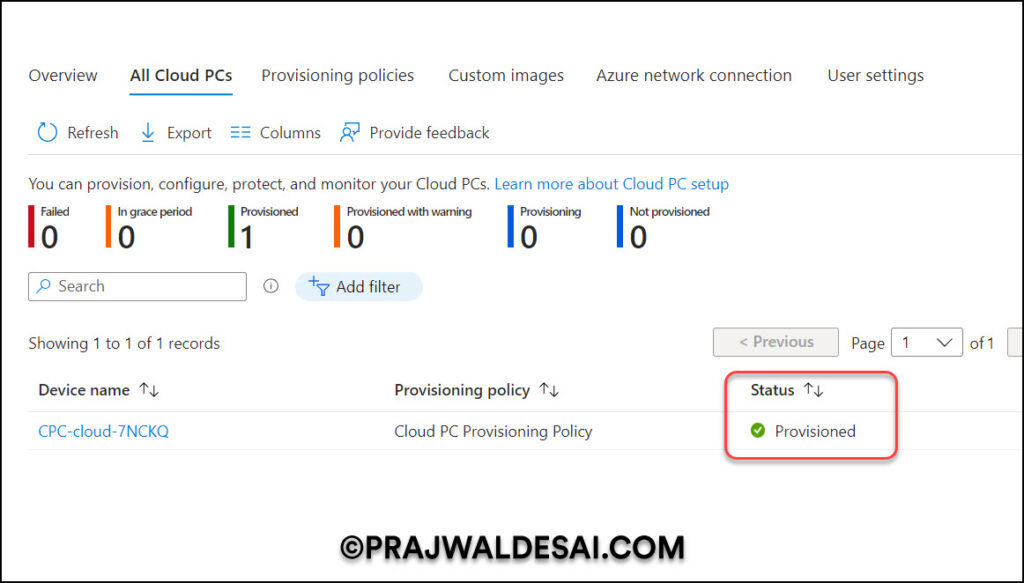 Monitor Windows 365 Cloud PC Reset initiated by user in Intune