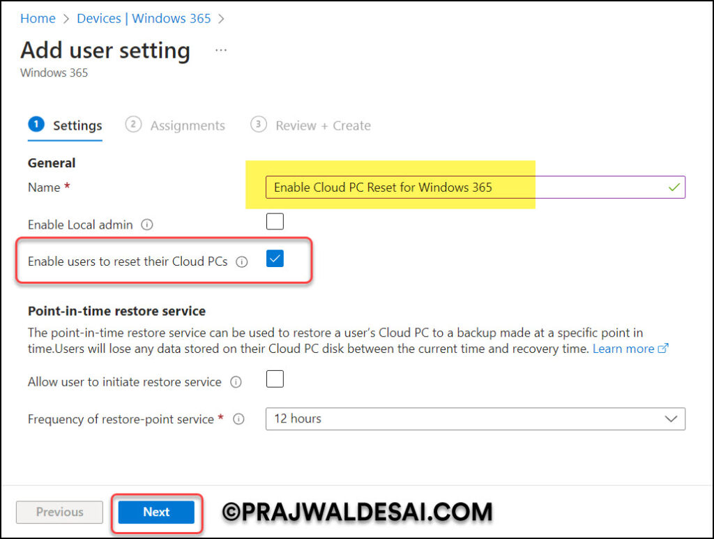 Enable Cloud PC Reset Option for Users in Windows 365