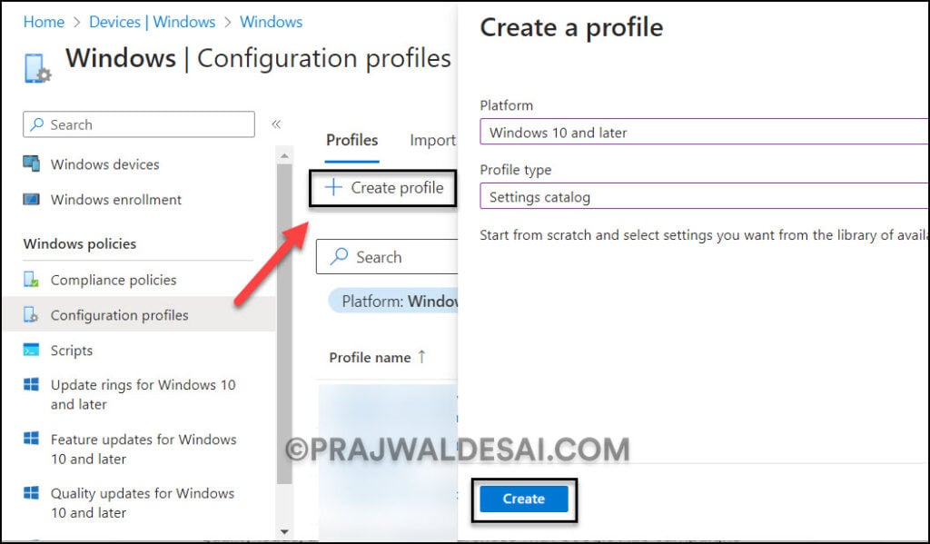 Create a configuration profile in Intune to Turn on Screen Capture Protection