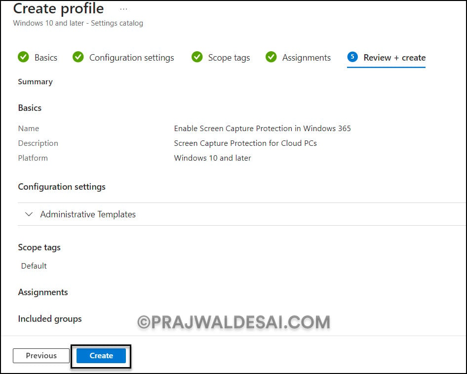 Create Intune Screen Capture Protection Policy