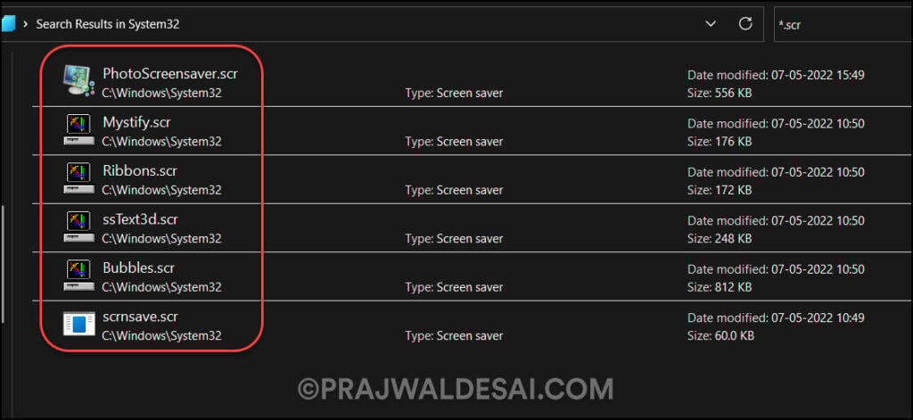 Location of Screensaver files on Windows 10/11