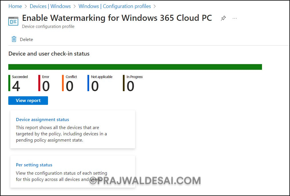 Monitor Cloud PC Watermarking Policy in Intune
