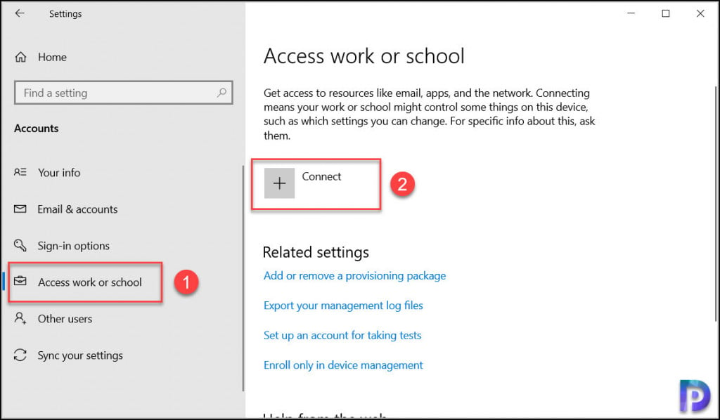 Access Work or School Connect