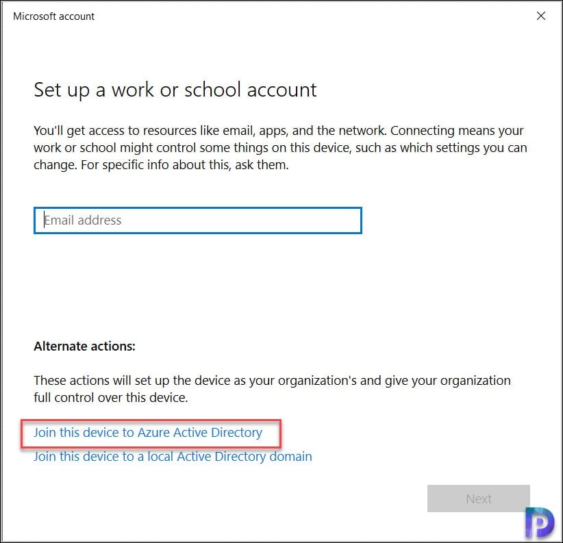 Join this device to Azure Active Directory