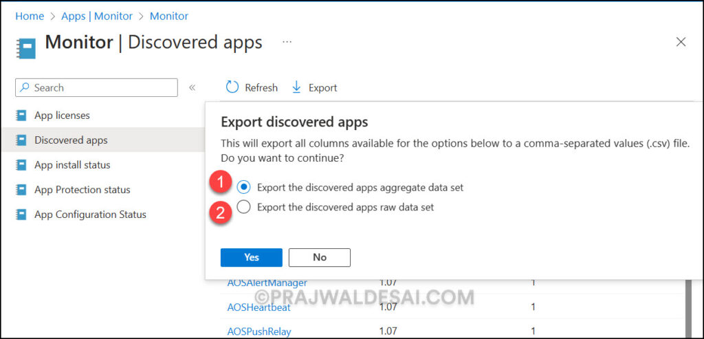 Export Discovered Apps in Intune