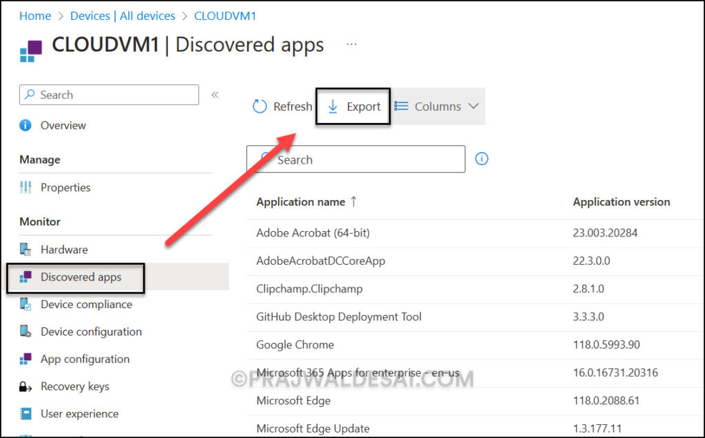Export Software Inventory Report from Intune - Per Device
