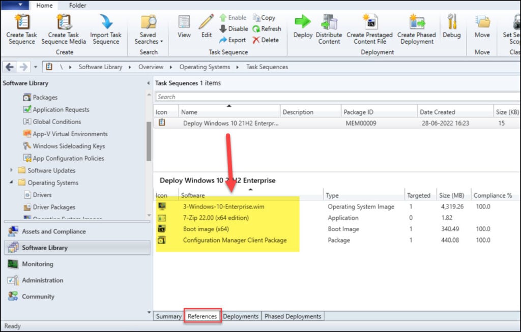 Find SCCM Task Sequence References