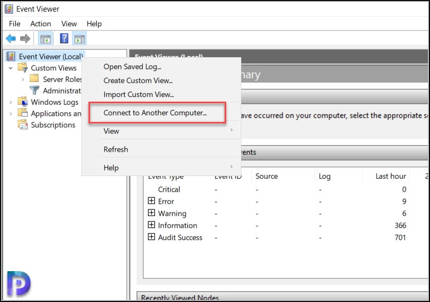 Connect to Event Viewer on Windows Server Core