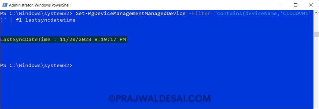 Check Last Sync Date and Time of Windows Device