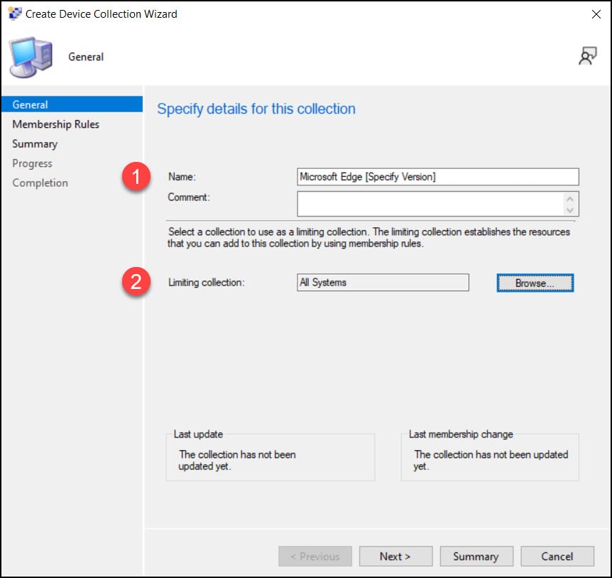 Create MS Edge SCCM Device Collection