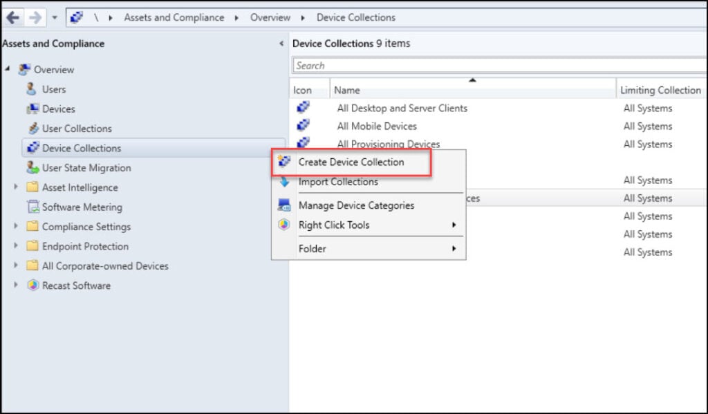 Create Microsoft Edge Device Collection in SCCM