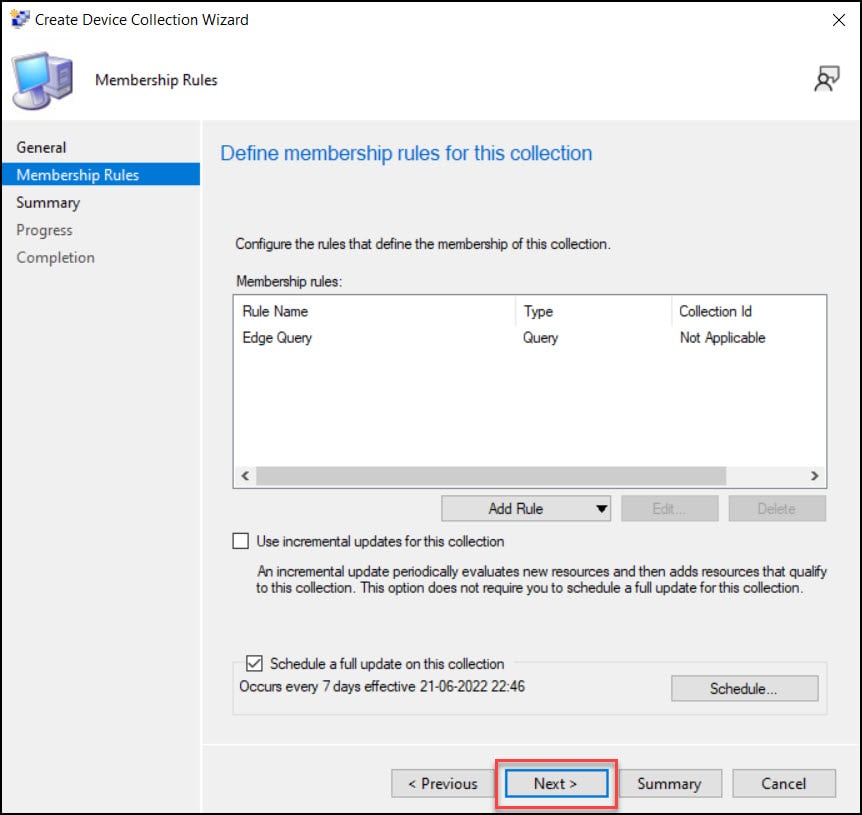 Create Microsoft Edge Device Collection in SCCM