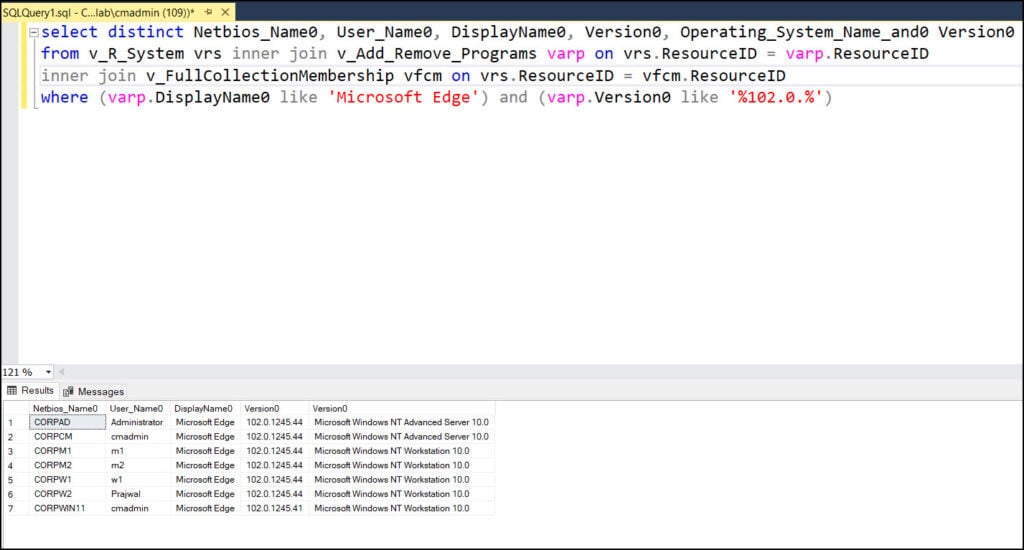 SCCM SQL Query to Find Microsoft Edge Version