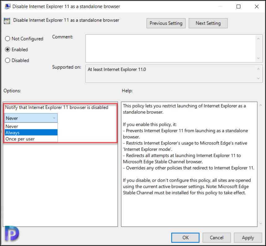 How to Disable Internet Explorer 11 using Group Policy