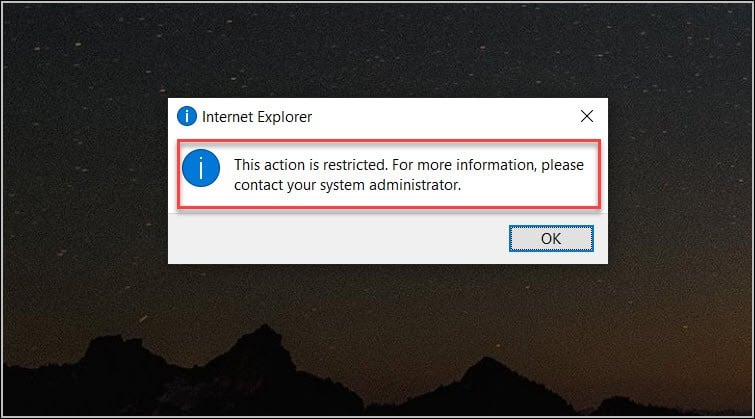 Internet Explorer 11 Restricted